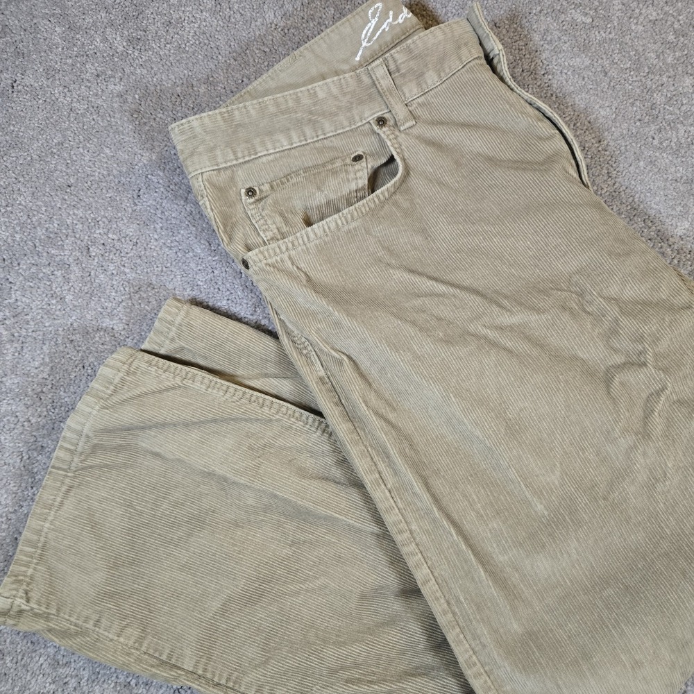 Eddie‎ Bauer Men's Corduroy Pants Khaki Size 38x30 Straigh Fit Casual Vintage